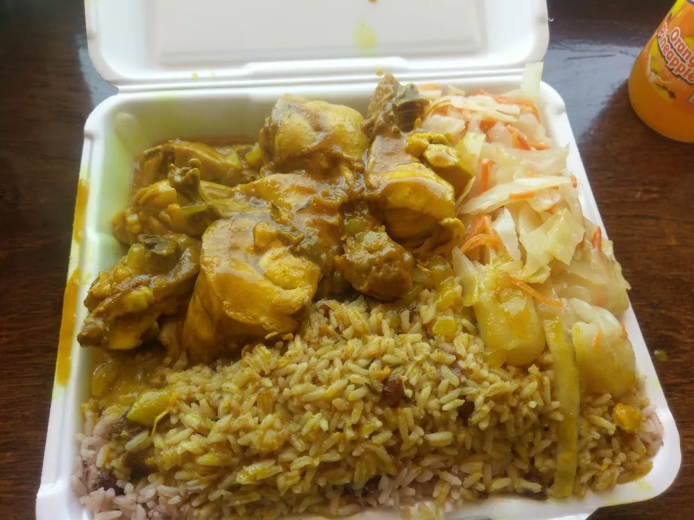 Rice and Peas with Curry Chicken